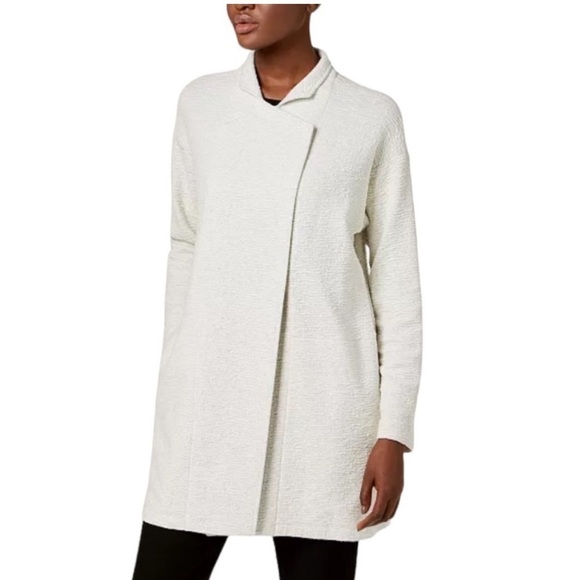 Eileen Fisher Textured Kimono Jacket Gray Size Medium Petite - Picture 1 of 17